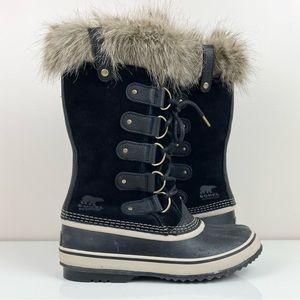Sorel Women’s Joan Of Arctic Tall Faux Fur Black Suede Winter Snow Boots Size 8